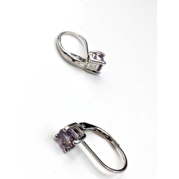 Light Purple Pink 5mm Gemstone 925 Sterling Silver Lever Back Earrings - Picture 6 of 7